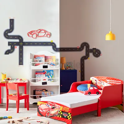 Colorful Race Car Themed Nursery Furniture