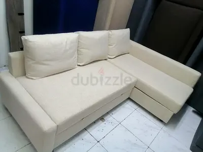 Comfortable Beige L-Shaped Sofa bed with storage