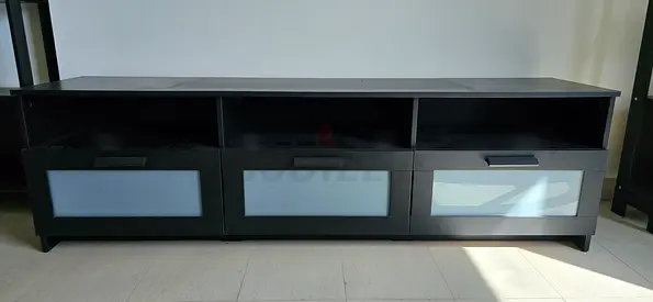 Modern Black Entertainment Unit with Storage