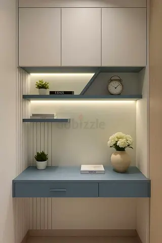 Custom-Made Modern Study Table with Shelves