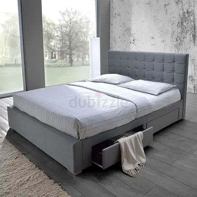 Elegant Gray Bed Frame with Storage