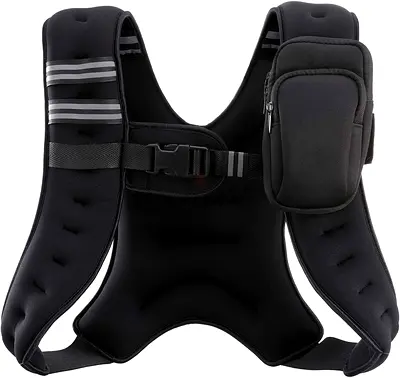 3011 - Weighted Vest, 12LB Weight Vest with Reflective Stripe and Detachable Front Zipper Pocket for