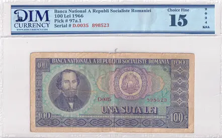 Romaniei Banknote 100 lei 1966 DIM 80 AED