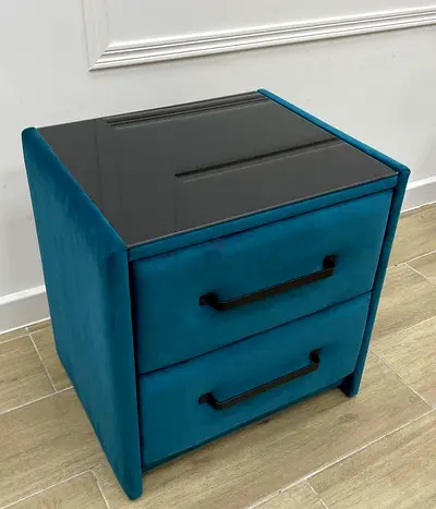 Elegant Teal Nightstand with Two Drawers