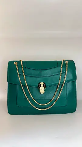 Bvlgari Green Leather Large Serpenti Forever Shoulder Bag