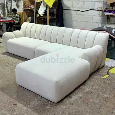 Modern Plush Sofa in Cream Color