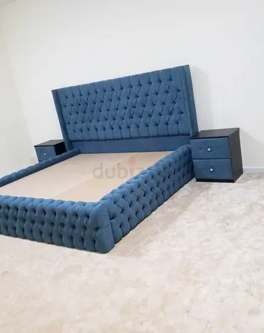 Stylish Blue Velvet Bed For Sale