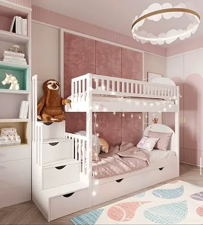 Charming Kids Bunk Bed with Storage