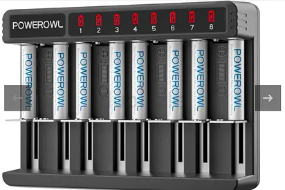 POWEROWL Rechargeable AAA Batteries Kit - 8 Pack 1000mAh High Capacity