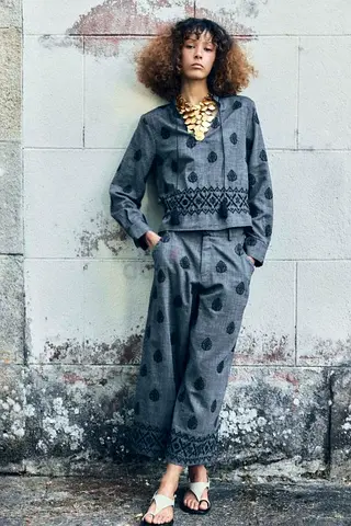 Zara Embroidered Culotte  Top Co-ord Set