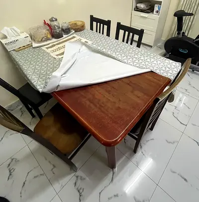 6  Seater Wooden Dining Table + 3 Ikea Black Chair