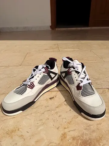 Jordan 4 Style Sneaker (White with Purple Accents)