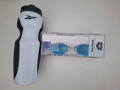Sports Water Reebok Bottle and Swim Goggles Set Arena