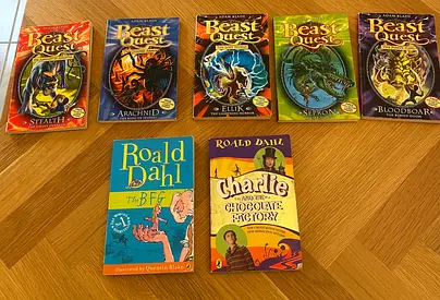Beast quest books and Roald Dahl books