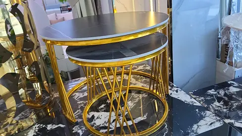 Elegant Nesting Coffee Tables with Gold Accents
