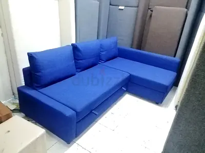 Comfortable Blue L-Shaped Sofa bed with storage