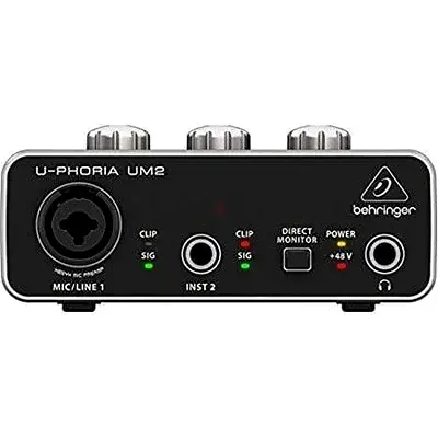 Behringer U-Phoria Um2 Audiophile 2X2 Usb Audio Interface With Xenyx Mic Preamplifier