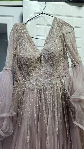 Elegant Beaded Pink Evening Gown