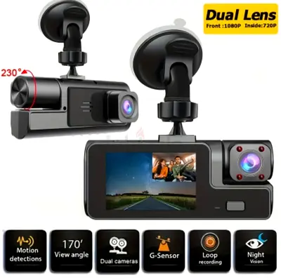 High-Quality Dual Lens Dash Cam with Night Vision