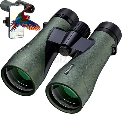 GLLYSION 12X50 Professional HD Binoculars for Adults with Phone Adapter, High Power Binoculars