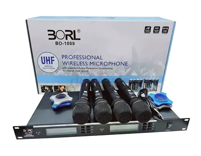 Borl 4 in 1 Professional wireless Microphone set (BO-1089) - Brand New