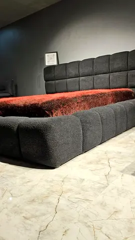 Elegant Modern Upholstered Bed with Luxurious Fur Accent