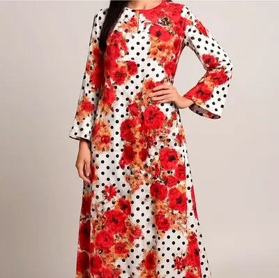 Beautiful Floral Printed Abaya Dress