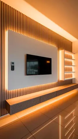 Sleek Modern Entertainment Center with LED Lighting