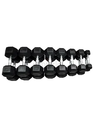 Rubber hexagonal dumbbells 2.5KG to 20KG pair