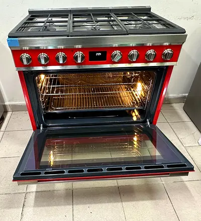 SMEG 6 Burner Red Portofino Almost New Gas electric cooker range size 90cm