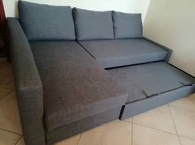 Spacious Grey Fabric Sofa Bed with Storage