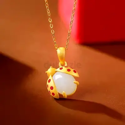 Slavic  Ladybug  openable Gold 24k please s925 sterling silver Necklace