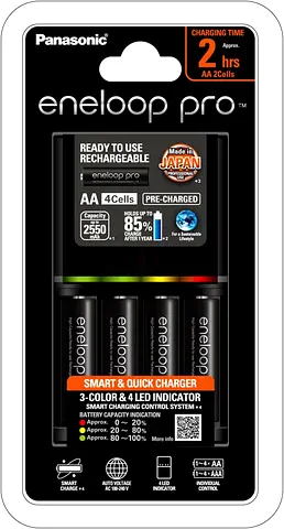 Eneloop Panasonic Eneloop Pro Charger With Pack Of 4 Aa 2550Mah Rechargeable Batteries (BRAND NEW)