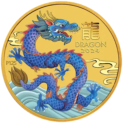2022 Australia - Lunar Dragon 1/10oz Gold Bu Colored