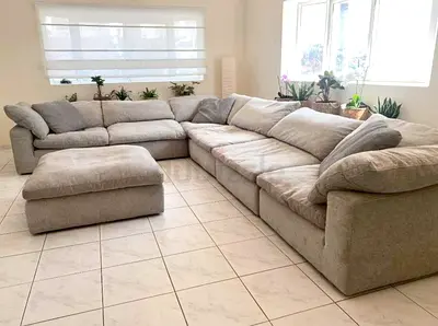 Pan emirates pianca feather 🪶 filled Modular Living room Sofa with footstool