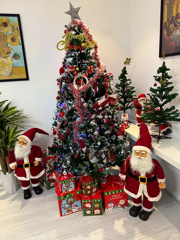Festive Christmas Tree with Santa Decorations