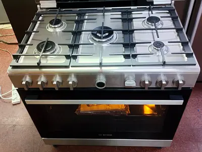 Bosch latest model 5 burner full gass with fan 90x60 full heavy duety cooking range stove
