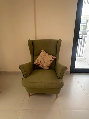 Green Wingback Armchair (IKEA Strandmon)