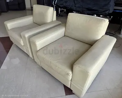 Arm chair Beige - Cream leather
