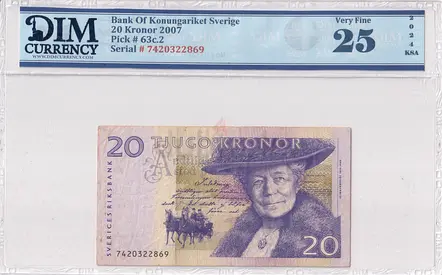 Sweden Banknote 20 Kronor 2007 DIM 60 AED