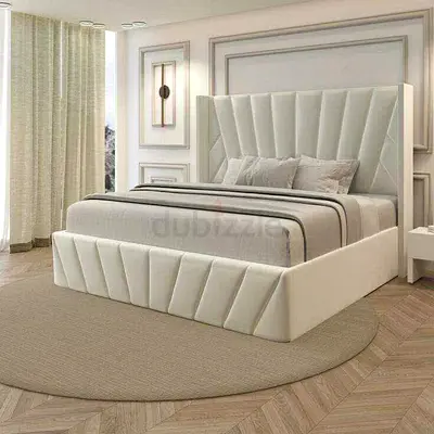 Brand New Elegant Modern Bed with Plush Headboard