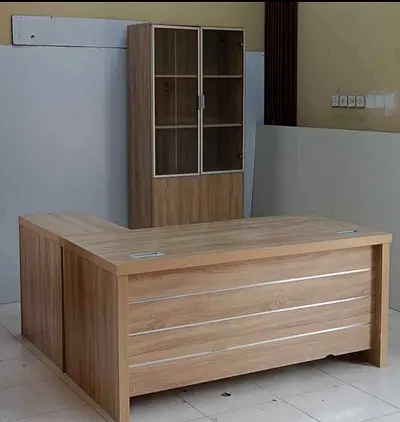 Modern Wooden Office Desk and Cabinet Set