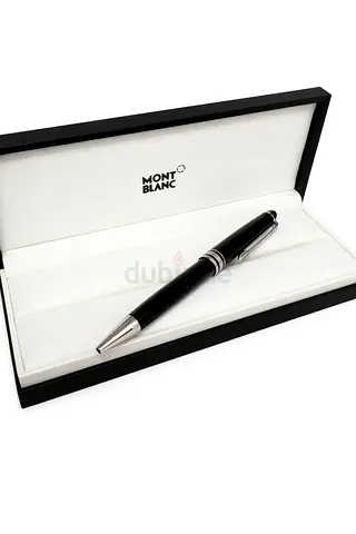 Mont Blanc classique black resin and platinum plated ball point pen.