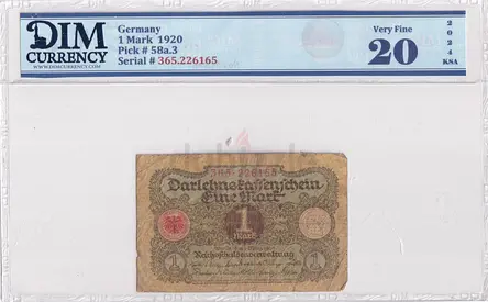 Germany Banknote 1920 1 Mark DIM 60 AED