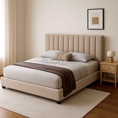 Elegant Modern Bed Frame with Soft Headboard