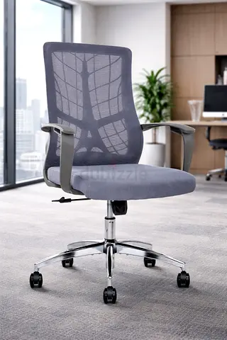 Ergonomic Mesh Office Chair – Grey Office Chair with Chrome Base