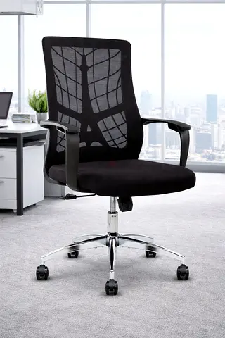 Ergonomic Mesh Office Chair – Black Executive Office Chair with Metal Base