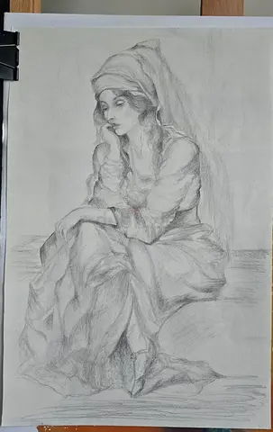 Elegant Pencil Drawing of a Woman