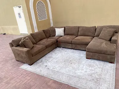 Comfortable CrateBarrel Axis feather filled U Shape Sofa