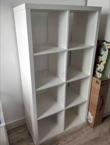Stylish White Bookcase with Nine Compartments